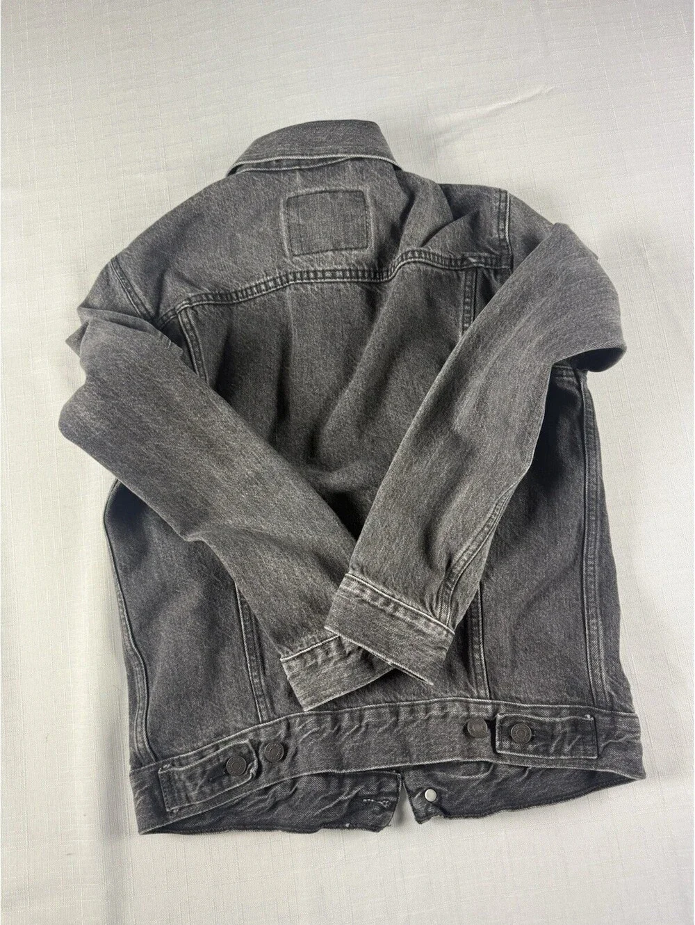 Levis Black Denim Trucker Jacket Mens Small Button Front Cotton Jean Jacket USA
